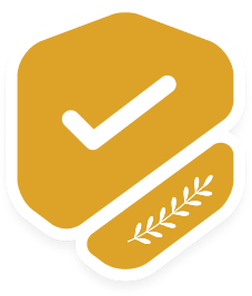 Yellow checkmark with leaf design